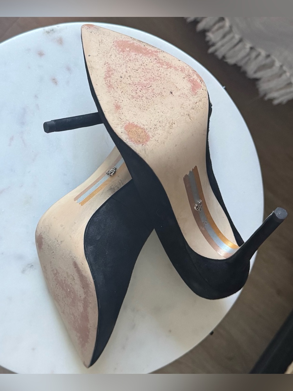 Sam Edelman Black Suede Pointed Toe Stiletto Pumps - Picture 8 of 9